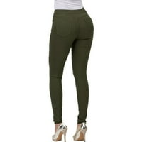 Skinny traperice za žene visoki struk rastezljivi klasični visoki uspon za mršavljenje traper pantalone hlače zelene s