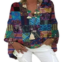 Glonme casual pulover za ženske vrećaste tiskane vrhove V izrez Loungewear Tunic Bluze Blusa 5xl