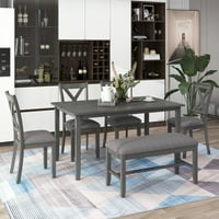 Set za blagovanje, moderan kućni set sa stolom, klupama i stolicama za jastuke, pravokutni stol i set stolice, kuhinjski sto, kuhinjski sto za trpezariju - siva, B1140
