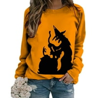 Ženske pulover Dukseri Halloween, Ženske nožnosti Print O izrez Dukserica Pumpkin Fit Pulover The Casual dugih rukava Majica za vježbanje labava bluza
