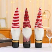 Njspdjh Božićna boca pokriva božićni ukras pleteni poklopac stara čoveka boca pokriti lutka crvena boca Božićni šešir ukras