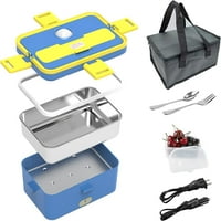 Električni ručak bo toplijerija za grijanje hrane za odrasle, plave + žute 1,8l, sa vilicama i torbom