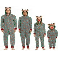 Inevnen Božićna porodica podudaranje pidžama Onceies Onceies sa kapuljačom patentnih zatvarača Elk Antler