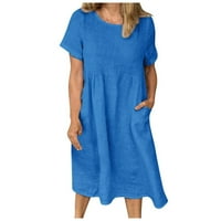 Žene Slatka ljetna posteljina haljina sa džepnim kratkim kratkim rukavima plus veličina babydoll labavo
