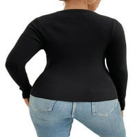 Ležerni obični puloveri za okrugli vrat dugih rukava Black Plus Plus Dukseri