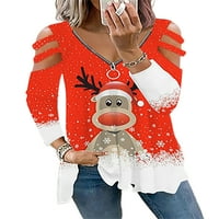 Paille žene dugih rukava dugačka majica s odjećom za odmoru za odmor Božićni praznični majica TEE crni