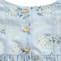 Novorođenče za djevojčice Ljeto cvjetni printira ruffle romper bod-bodi, plava 18- mjeseci