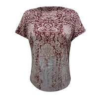 Feterrnal ženska modna gradijentni vintage otisci na majica okruglog vrata Top Maxi haljina za žene
