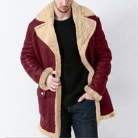 Muški plus veličina zimski zatvarač kaput rever ovratnik dugih rukava kožna jakna od vintage zgušnjava
