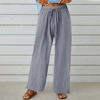 Ženske hlače ženske pamučne ležerne hlače udobne radne pantalone sa džepovima Elastične hlače s visokim
