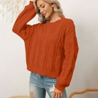 Holloyiver ženski pleteni usjevi jesen i zimski casual okrugli vrat Pulover bluza dugih rukava pulover džemper pulover skakač džempera