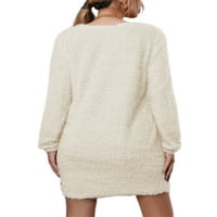 GLONME dame s dugim rukavima Slouchy mini haljine casual pleteni zimski pulover Jumper pleteni topli