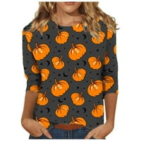 Halloween majice za žene jeseni modni bundevi print rukav sa kopče