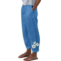 Alueeu Cropped pantalone za ženske kancelarijske hlače sa džepovima širok noga casual meko hlače lagane