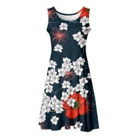 Ženske haljine Ljetni kratki rukav Elegantna ovratnica Crewneck Patchwork cvjetni printira casual haljina