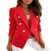 Rejlun Dame Blazer V izrez Cardigan Jakna s dugim rukavima Poslovne jakne Otvorene prednje blažere dolje Radni kaput crveni s