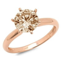 1.0ct okrugli rezani šampanjac simulirani dijamant 18K ružičastog godišnjice ružičastog angažovanog prstena veličine 4,75