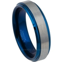 2-tonski travsten vjenčani prsten - opseg za muške i žene plavi ip volfram prsten - stepen rub volfram