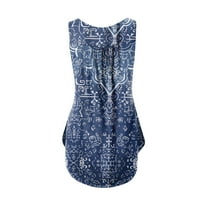 Tking Fashion Womens Ljeto Plus size bez rukava V izrez cvjetni print TOPS casual labavi rublice botton