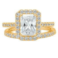 2. CT smaragdni rez originalni kultivirani dijamant VS1-VS I-J 18K žuto zlato halo angažman vjenčani mladenci dizajnerski prsten BW set veličine 5