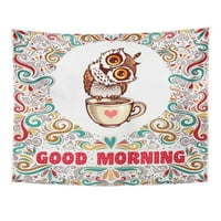 Kafa Dobro jutro Inspirativni tekst Slatka sova i inspiracija Zidna umjetnost Viseća tapiserija Kućni dekor za dnevnu sobu spavaća soba spavaonica