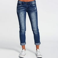 SPEMM modne ženske gumbe sa srednjim strukom Jeans olovke hlače dugačke hlače pantalone