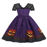 Lilylll Womens Halloween Party Retro čipka kratkih rukava Swim haljina