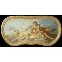 François Boucher Black Ornate Wood Framed Double Matted Museum Art Print Naslijed: Venus i Merkur Infraging