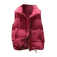 Zimski kaput za žene Ženski džepni prsluk kratki jakn zimski bez rukava isključite patentni zatvarač