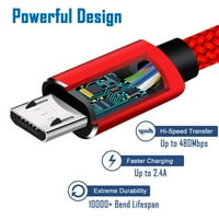 Micro USB kabel, TTECH 10FT najlonska pletenica velike brzine mikro USB punjenja i sinkronizacije kablova Android punjač kompatibilan sa Samsung Galaxy S7 S6 S5 S4, bilješka 5 4 3, LG, tablet