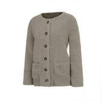 Zimski kaputi za žene plus veličine Fuzzy fleece jakna s kapuljačom s dugim rukavima Cardigan rever