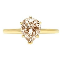 1.0ct Pear Reise Champagne Simulirani dijamant 18K žuti zlatni godišnjica Angažovane prstene veličine