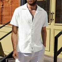 Ljetni trendi čišćenje muške majice Muške posteljine majice Casual rever u boji bluza s kratkim rukavima Majice na plaži Bijeli XXL