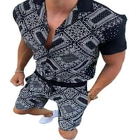 Avamo muškarci Havajska majica i kratke hlače Striped Print Dva trenerka Elastična struka kratke hlače