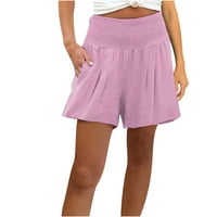 PENKIIY ženske pune boje, ležerne ljetne kratke hlače Aktivne hlače XL Pink na klirensu
