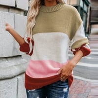 GUZOM džemper za žene na prodaju - sa džepovima Stripes Patchwork džemperi za žene Trendi vrhovi Novi dolasci Khaki veličine 8