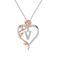 Ogrlica od ružiča za žene za Valentinovo S sterling srebrna ruža Ljubav Srce Početne ogrlice Nakit Mother Day Days Valentines Rođendanski pokloni