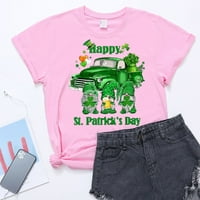 Gotyou Day St. Patrickov ženski simpatični ispisani kratki rukav ispred vrata s kratkim rukavima Ljetna majica s kratkim rukavima Top ružičasta S