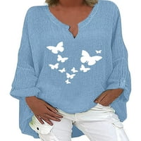 Glookwis Floral tiskani tinejdžerki pulover Vintage casual majica s dugim rukavima retro tunička bluza