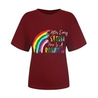 Bvanrty ženske ljetne košulje Vintage Novelty Beach majice Rainbow Grafičke tee Basic kratkih rukava Tvrdove Comfy vrhovi Regularni fit casual crew vrat