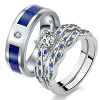Odgovarajući prstenovi bijeli pozlaćeni par prstenovi CZ Vjenčani prstenovi za njega i nju