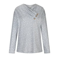 Smihono Clearence pulover za žene vrhovi bluza Moda Žene V-izrez zimski gumb Patchwork polka točkice