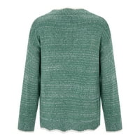 Huaai džemperi za žene Ženska modna casual Slim Fit Stripe s dugim rukavima V-izrez Pleteni džemper vrhovi za žene Green 2xl