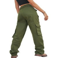 Beiwei Women salon sa džepovima dno Drže ravne noge Torgy pantalone Solidne boje za odmor Hlače vojske zelene m