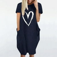 Ljetne haljine za prodaju za žene plus veličine kratkih rukava Štampanje uzorka srca Oblik srca V-izrez