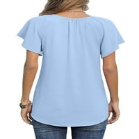 HAITE HOMENE kratki rukav pepum majica dame moda Boho cvjetni tunički bluza Tuns Ladies Loungewear Ruffle Tee veličine S-XXL