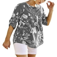 Ženska majica s cvjetnim rukavima Tunička bluza Ležerne prilike Crna 4xL