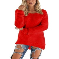 Abtel Ženski pulover Duks dugih rukava Loose Jumper vrhovi dame ugodni radni džement crveni 5xl