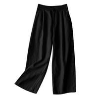 Hlače za žene Trendy džep elastični pantalone za prozračnu harove slobodne pamučne strukske haljine