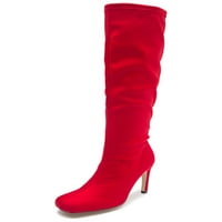 Rotosw Dame Boot Square cipele s cipelama za zimske cipele Stiletto potpetica Udobnu koljena s klizanjem Crvena 5